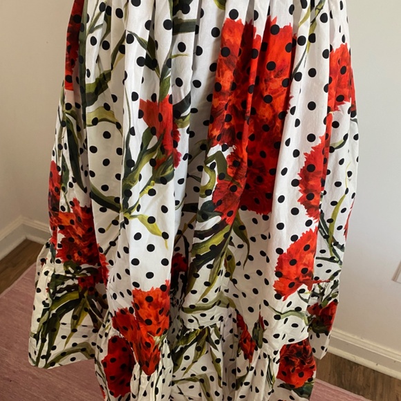 Dolce and Gabbana AUTHENTIC Designer Cotton Floral and Polka Dot Dress Luxury - Picture 4 of 8